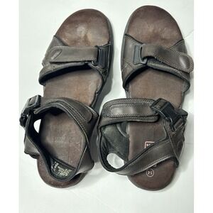 Faded Glory Men Size 14 Dark Brown Leather Adjustable Strap Sandals
